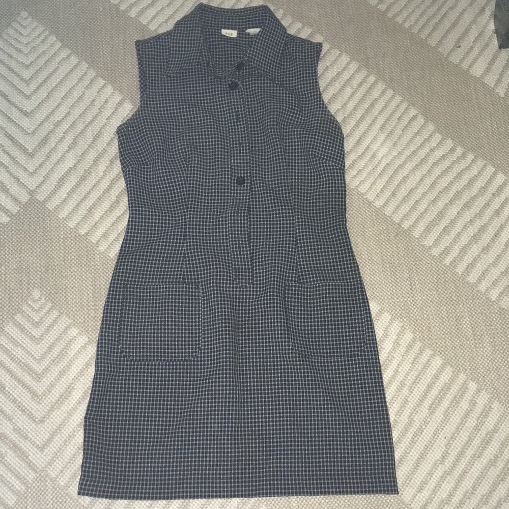 Vintage GAP navy pattern polyester sheath dress